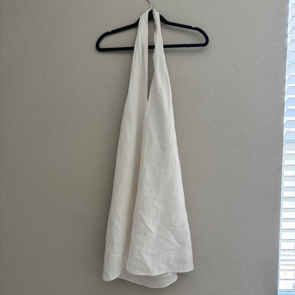 White Linen Mini Halter Dress